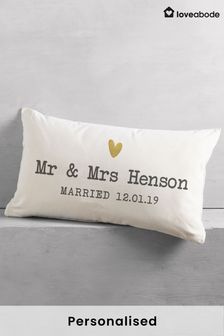 Personalised Heart Mr And Mrs Cushion by Loveabode (R79203) | £23