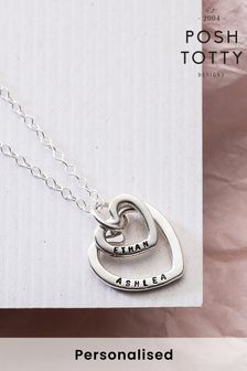 Personalised Mummy And Baby Heart Necklace by Posh Totty Designs (R79326) | £69
