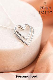 Personalised Double Heart Necklace by Posh Totty Designs (R79333) | £59