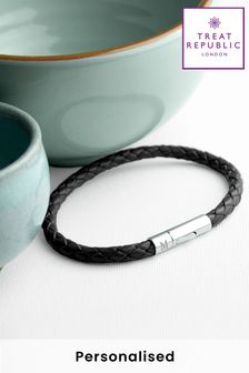 Personalised Leather Bracelet by Treat Republic (R79388) | £26