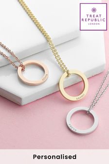 Personalised Family Ring Necklace by Treat Republic