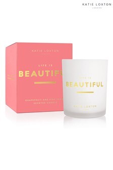 Katie Loxton Sentiment Scented Candle | Life is Beautiful | Grapefruit and Pink Peony | 160g