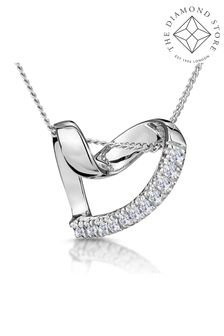 The Diamond Store 9k White Gold Heart Pendant Necklace 0.10ct Diamond (R80334) | £249
