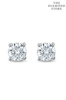 The Diamond Store 9k White Gold Lab Diamond Studded Earrings 0.30ct H/Si Quality 3.6mm (R80335) | £299