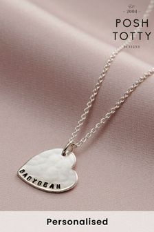 Personalised Hammered Heart Name Necklace by Posh Totty (R80514) | £49