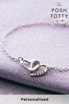 Personalised Double Heart Names Bracelet (R80520) | £59