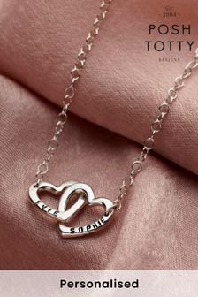 Personalised Double Heart Names Necklace by Posh Totty