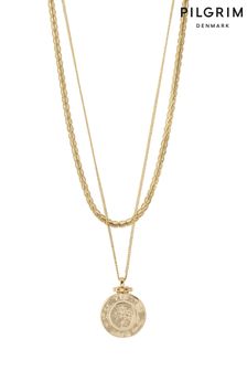 PILGRIM Gold Nomad 2 in 1 Coin and Rope Chain Necklace (R82399) | £30