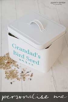 Personalised White Bird Seed Tin by Jonny's Sister