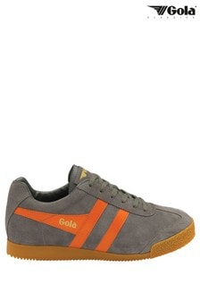 Gola Ash and Orange Men's Harrier Suede Lace-Up Trainers (R85003) | £70