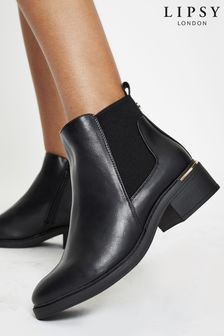 Lipsy Black Regular Fit Flat Metal Chelsea Boot (R86126) | £49