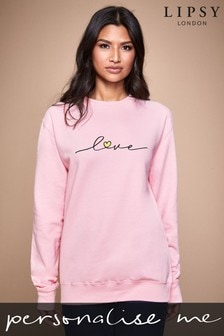Personalised Lipsy Love Heart Script Womens Sweatshirt