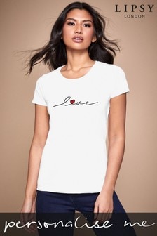 Personalised Lipsy Love Heart Script Womens T-Shirt