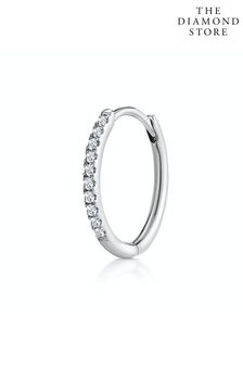 The Diamond Store Single Stellato Diamond Hoop Earring 0.09ct in 9K White Gold