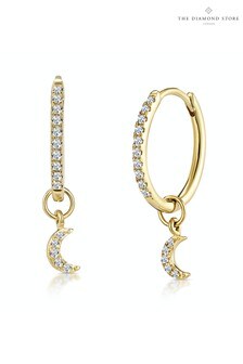 The Diamond Store Stellato Diamond Encrusted Hoop Moon Earrings 0.11ct