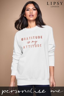Personalised Lipsy Gratitude Is My Attitude Womens Sweatshirt