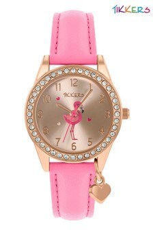 Tikkers Pink HeartFlamingo PU Strap Charm & Dial Watch (R96432) | £15