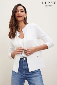 fitted white cardigan