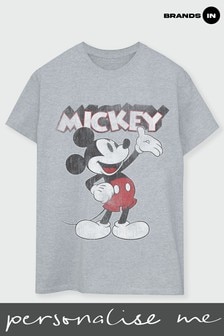 Brands In Disney Mickey Mouse Presents Men Heather Grey T-Shirt