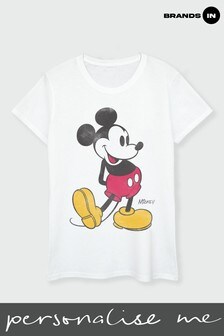 Brands In White Disney Mickey Mouse Classic Kick Women White T-Shirt (R98203) | £21