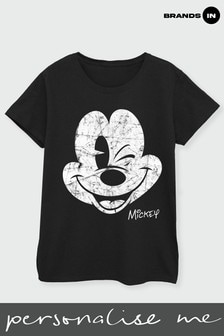 Brands In Disney Mickey Mouse Since Beaten Face Women Black T-Shirt