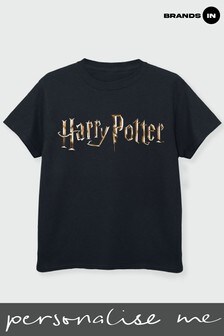 Brands In Harry Potter Full Colour Logo Girls Black T-Shirt