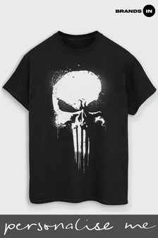 Brands In Marvel Knights Paintspray Skull Men Black T-Shirt Men Black T-Shirt