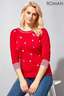 Roman Boat Embroidered Jumper