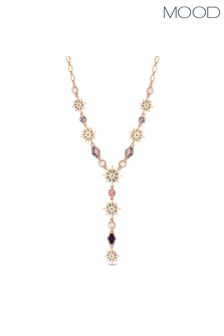 Mood Rose Gold Plated Rose Gold Plated Pink Crystal Celestial Y Drop Necklace (R99315) | £22