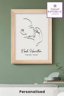 Personalised Newborn Baby Line Art Framed  Print by Treat Republic