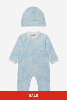 Roberto Cavalli Baby Boys Cotton Romper And Hat Set in Blue