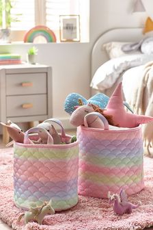 Set of 2 Pink Ombre Quilt Kids Storage Bags