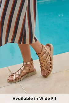 Forever Comfort® Slotted Wedge Gladiator Sandals