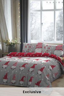 Fusion Silver Gnome For Christmas Duvet Cover and Pillowcase Set