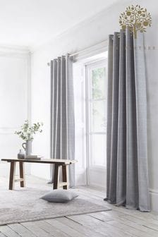 Appletree Silver Windsor Check Eyelet Curtains