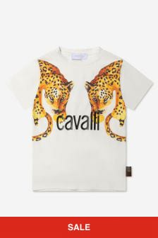 Roberto Cavalli Boys Jersey Tiger T-Shirt in White