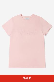 Roberto Cavalli Girls Cotton Logo T-Shirt in Pink