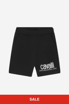 Roberto Cavalli Boys Logo Swim Shorts in Black