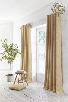 Appletree Ochre Yellow Boucle Eyelet Curtains
