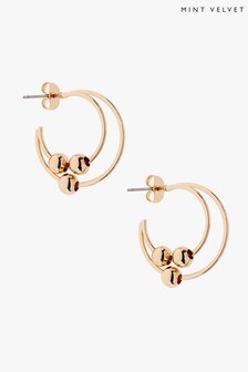 Mint Velvet Gold Tone Ball Hoop Earrings