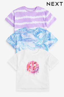 Lilac Purple 3 Pack Marble T-Shirts (3-16yrs) (T00949) | £14 - £20