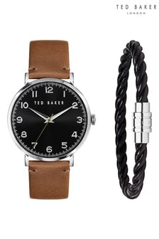 Ted Baker Phylipa Brown Strap Watch & Weave Bracelet Set