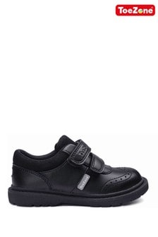 ToeZone Black Twin Strap Brogue School Shoes (T02322) | £27