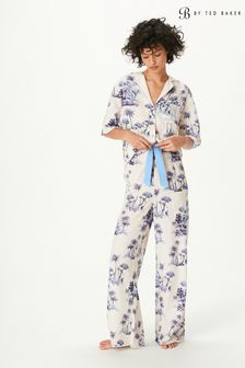 B by Ted Baker Blue Palm Cotton Button Through Pyjamas