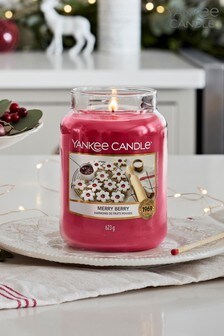 Yankee Candle Pink Christmas Classic Large Jar Merry Berry Scented Candle (T02822) | £20