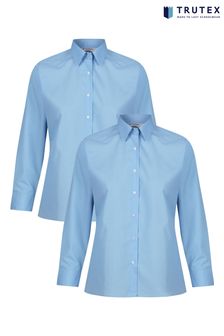 Trutex Blue Long Sleeve Non Iron Shirts 2 Pack (T03030) | £19 - £22