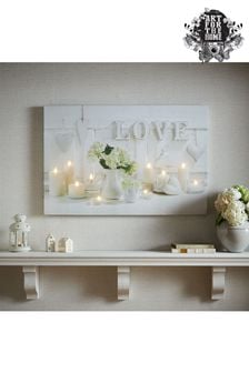 Art For The Home White Hearts & Love LED Canvas