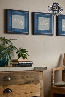 Art For The Home Set of 3 Blue Heritage Tweed Canvases