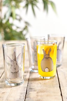 Set of 4 Grey Rabbit Tumbler Glasses