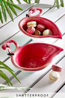 Pink Flamingo Set of 2 Bowls